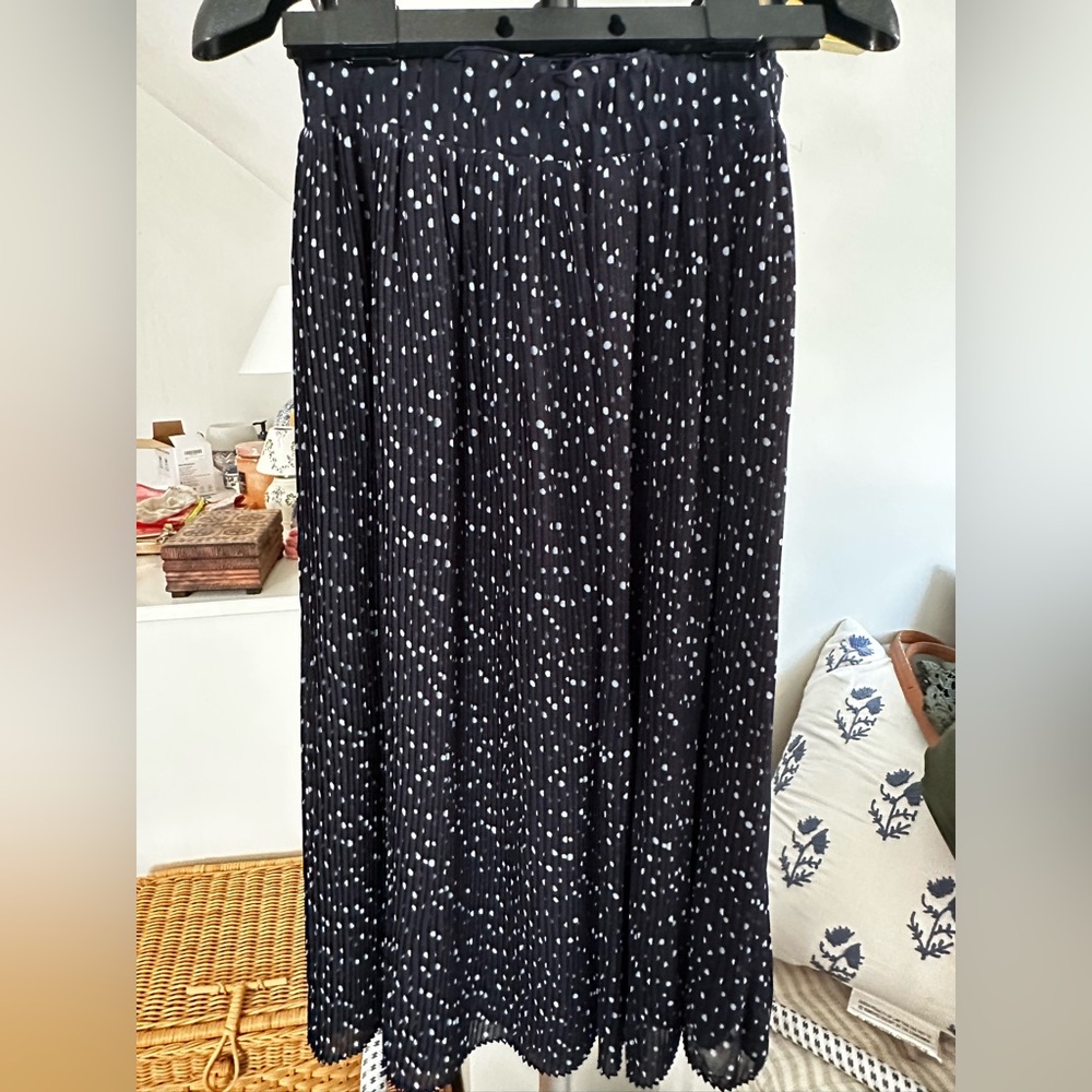 LOFT Navy and light blue Polka Dot midi Skirt